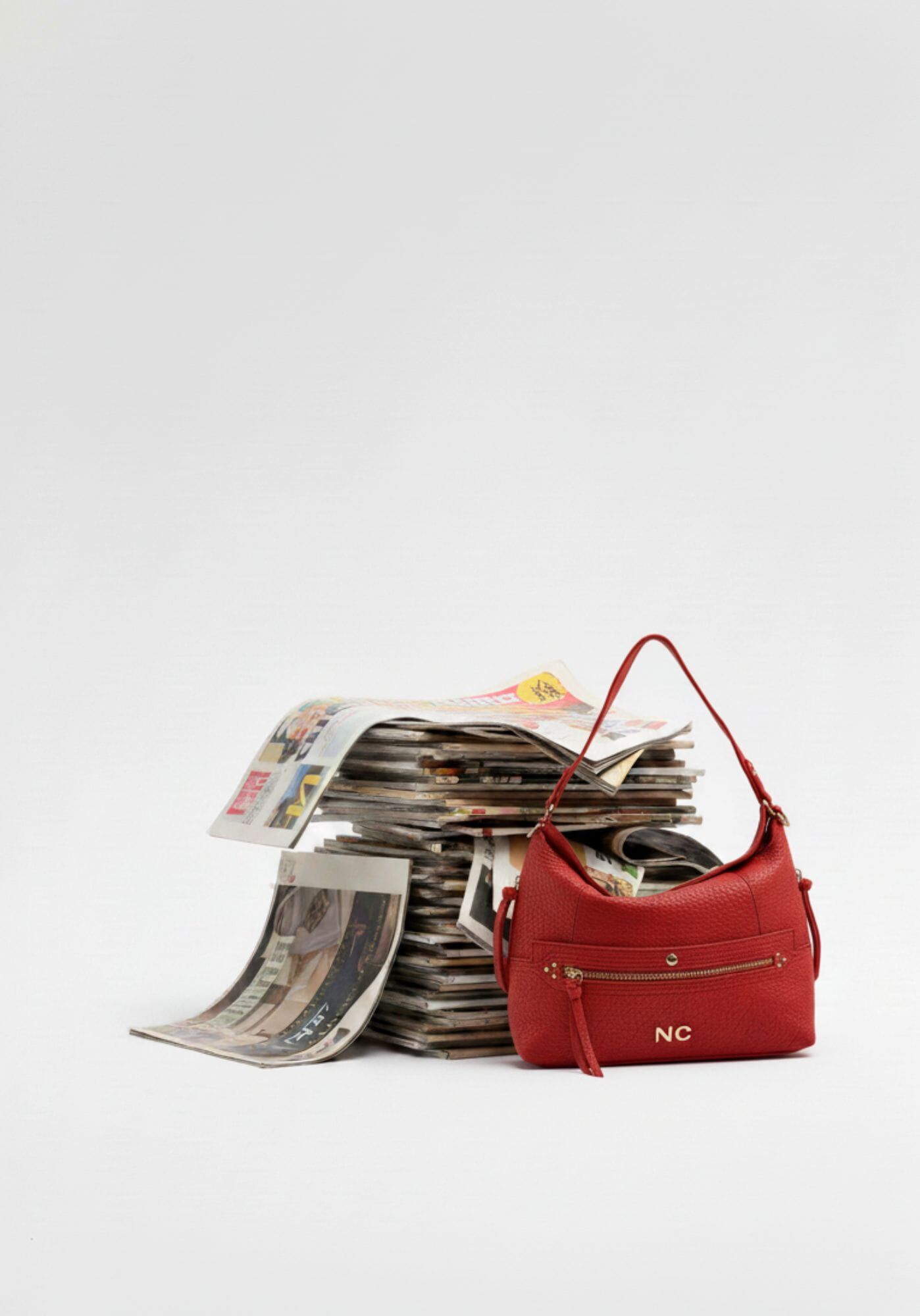 Bolso hobo Noco cremalleras rojo