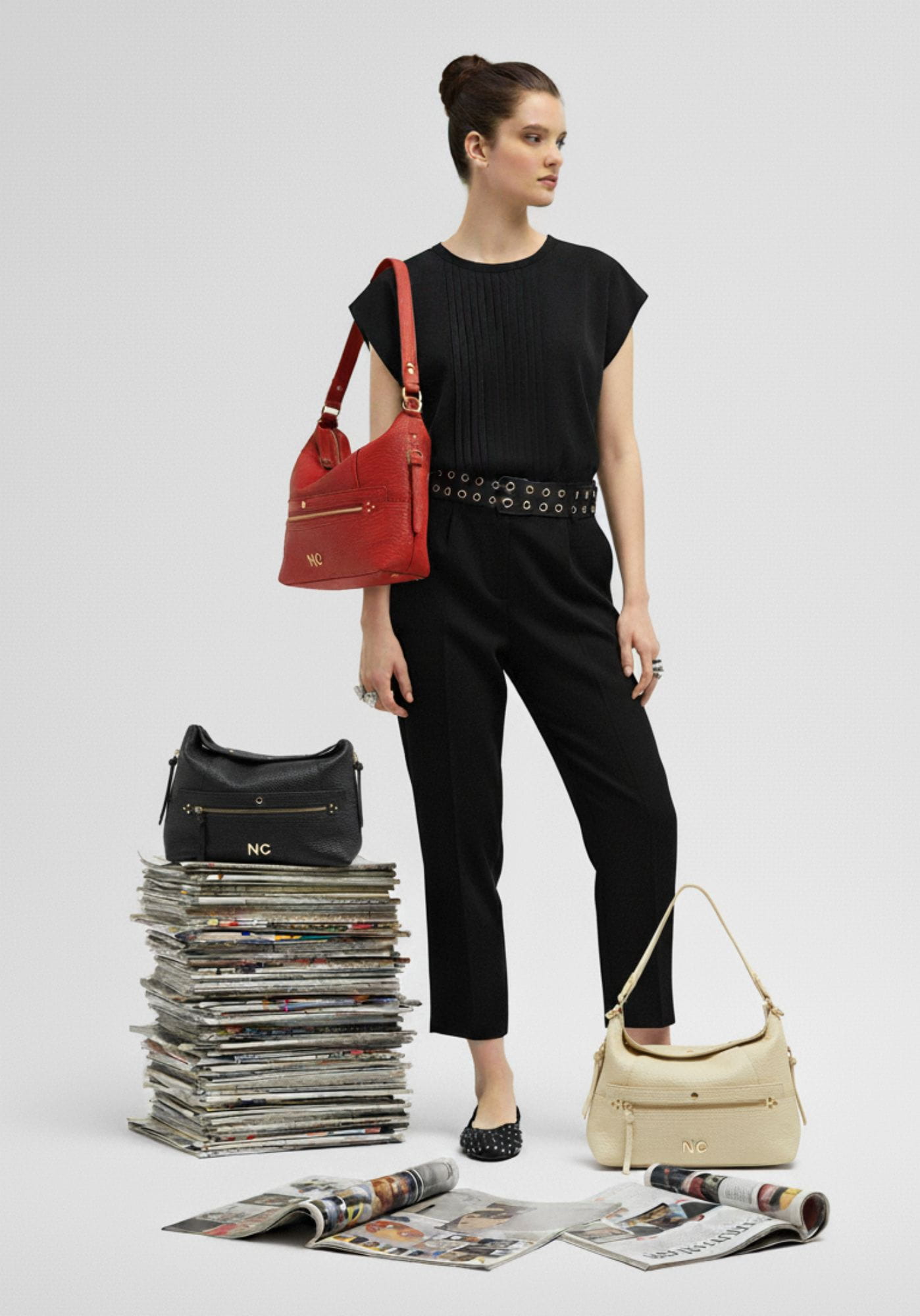 Bolso hobo Noco cremalleras rojo - Imagen 2