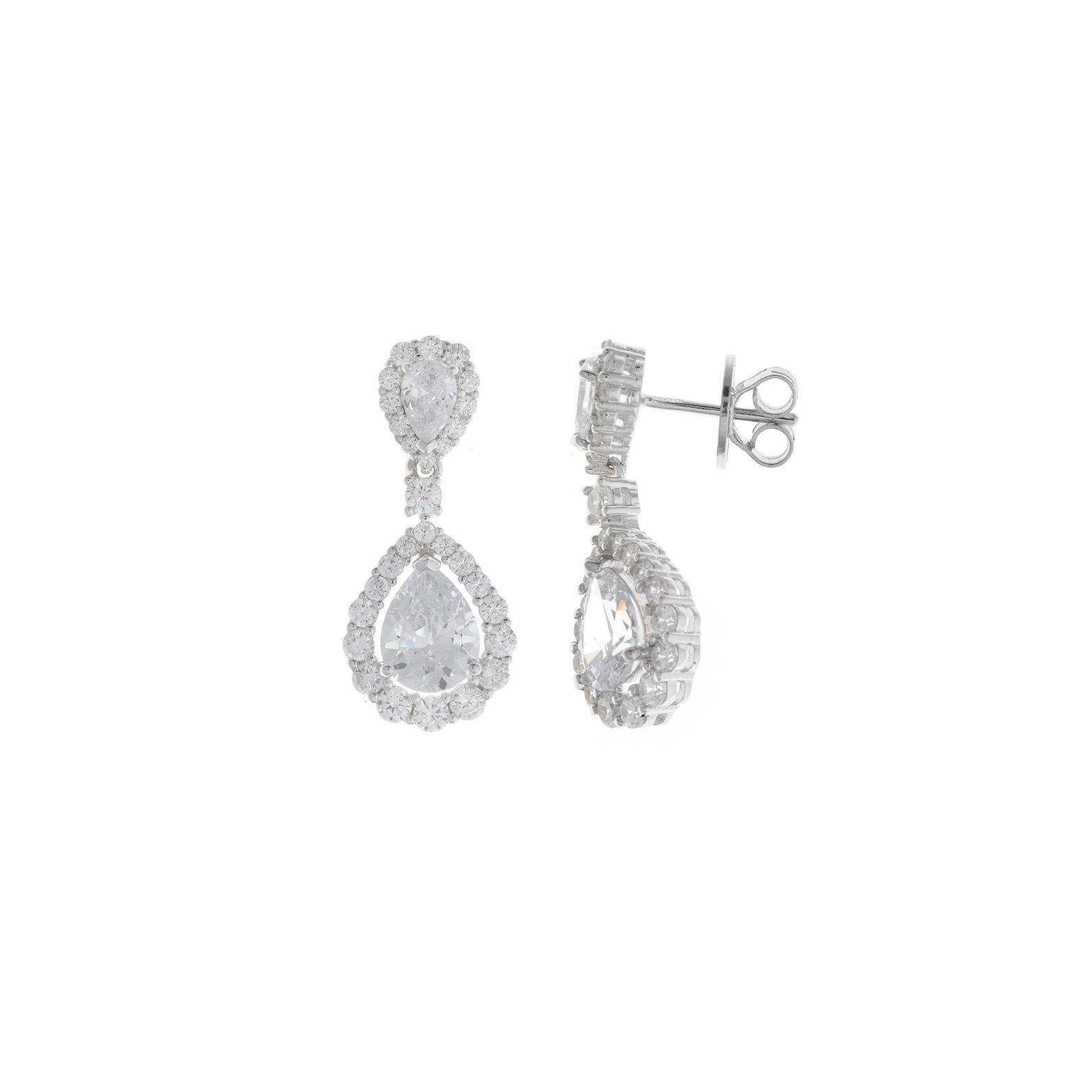 Pendientes plata Salvatore con cristal blanco y circonitas brillante