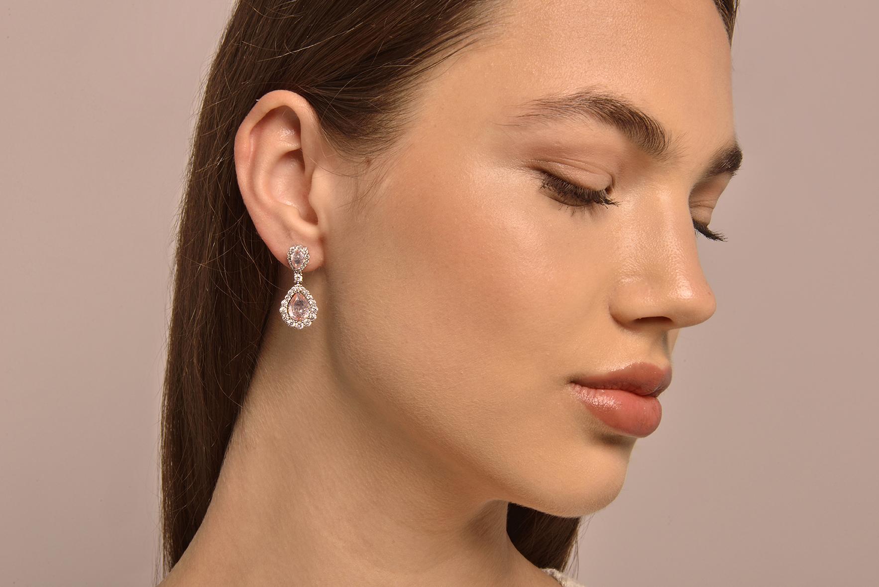 Pendientes plata Salvatore con cristal blanco y circonitas brillante - Imagen 2