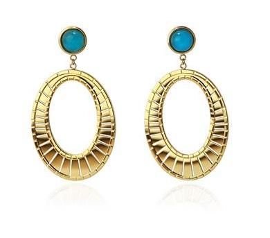 Pendientes acero dorados jade verde