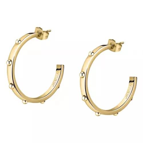 Aros acero de Morellato con bolitas medianos dorados