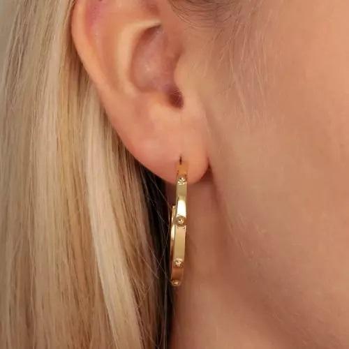 Aros acero de Morellato con bolitas medianos dorados - Imagen 3