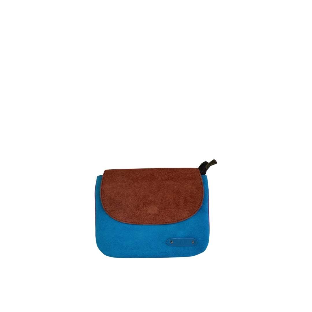 Bandolera Soruka piel reciclada mod. Leo reversible azul
