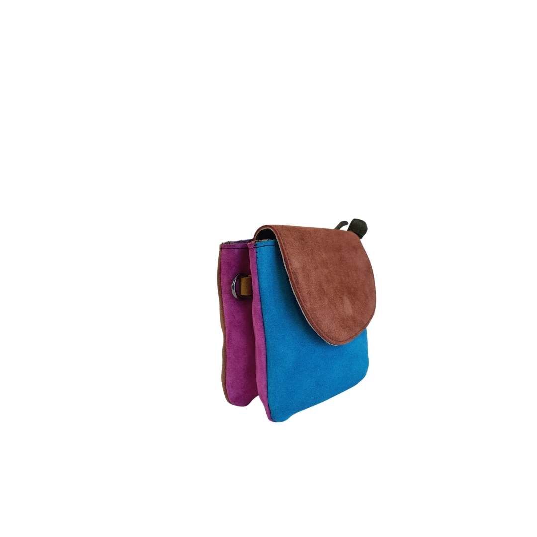 Bandolera Soruka piel reciclada mod. Leo reversible azul - Imagen 2