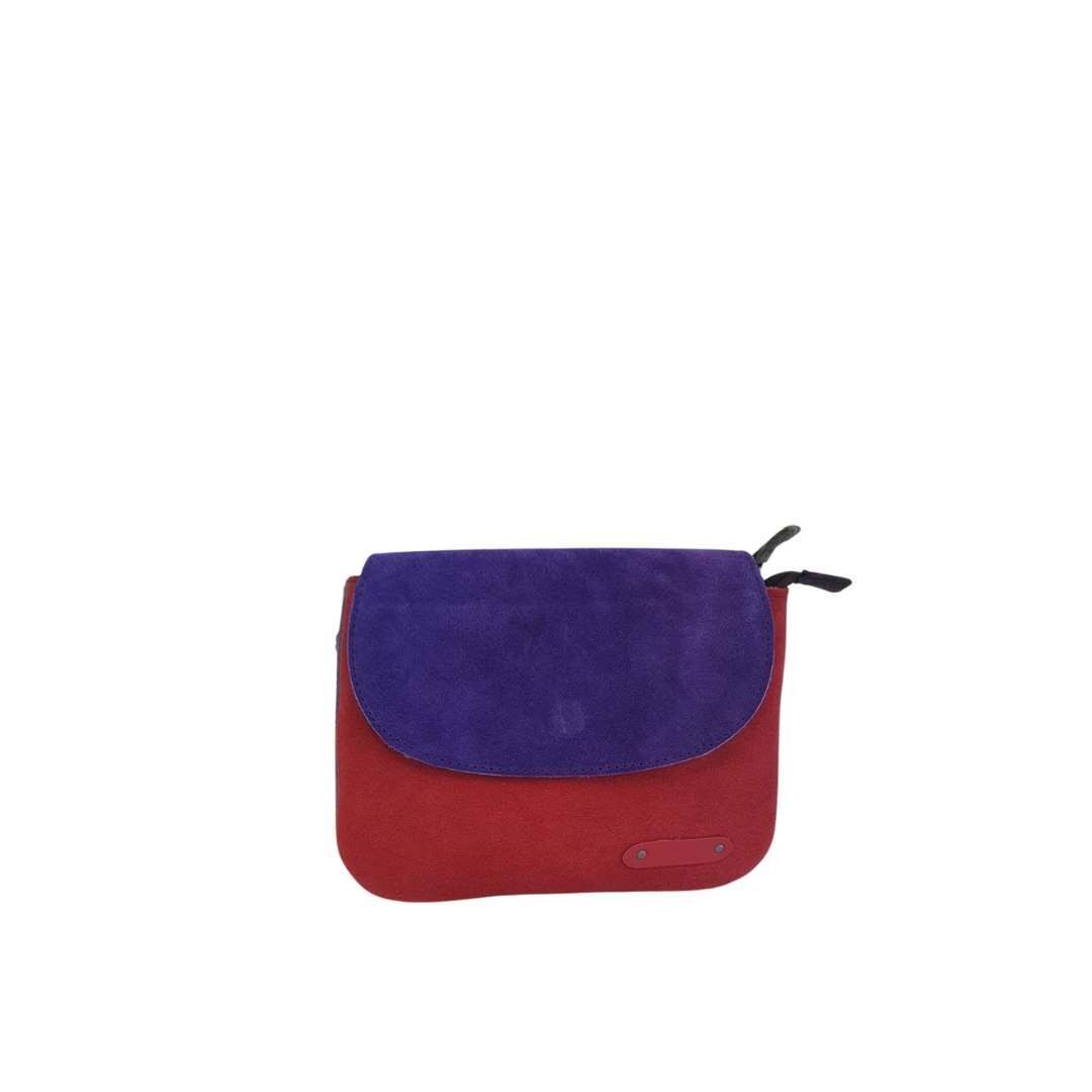 Bandolera Soruka piel reciclada mod. Leo reversible roja