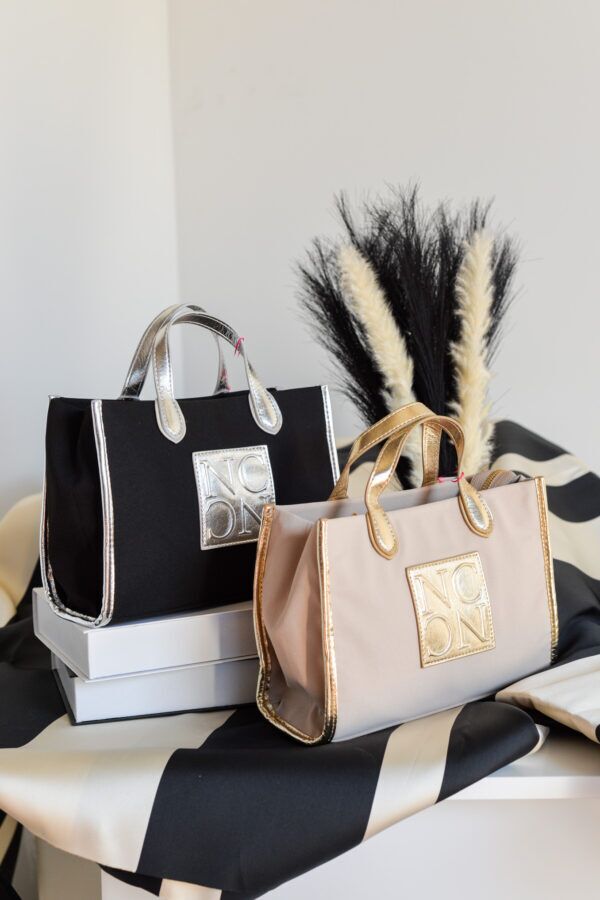 Mini bolso Noco nylon metal beige - Imagen 3