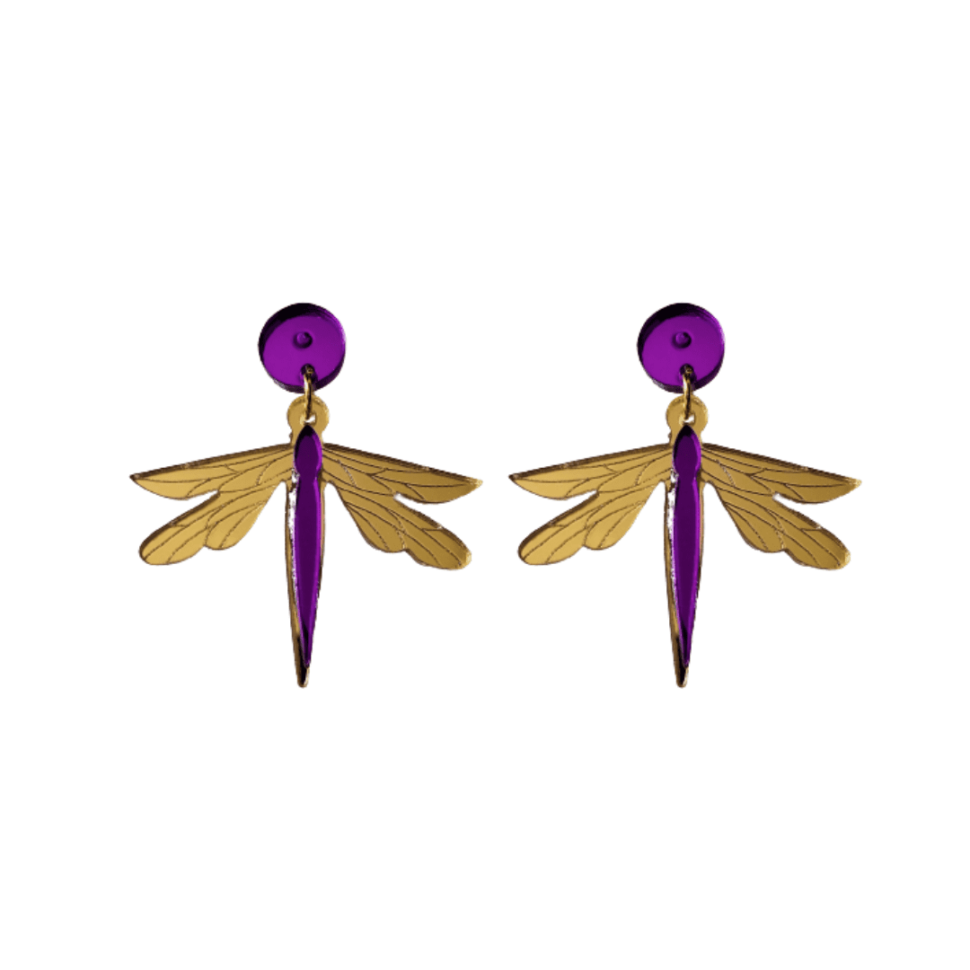 Pendientes Libélula morada deluxe