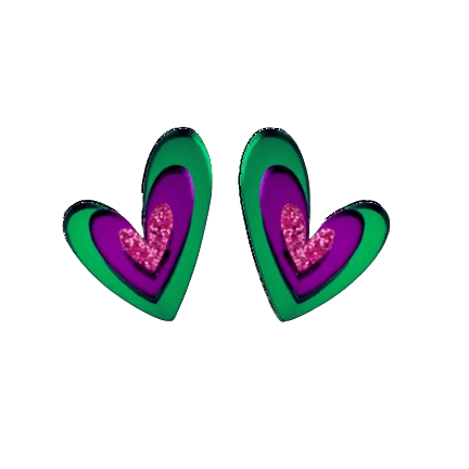Pendientes Corazón triple verde deluxe
