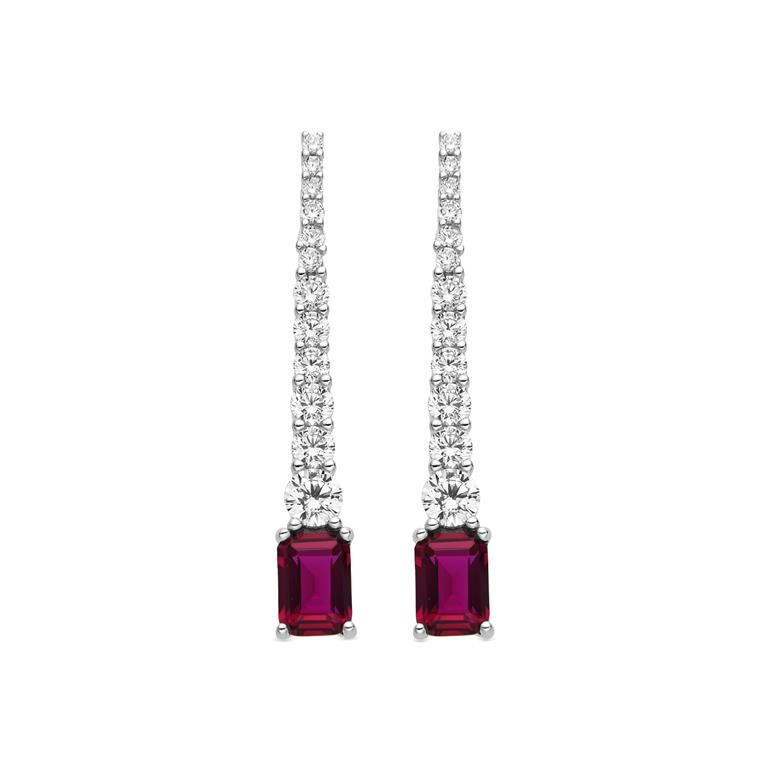 Pendientes largos plata Luxenter Rako circonita rubí