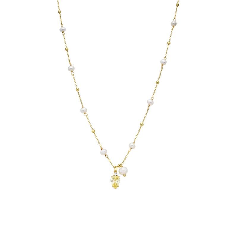 Collar plata Luxenter Lebao perlas y circonita padparacha