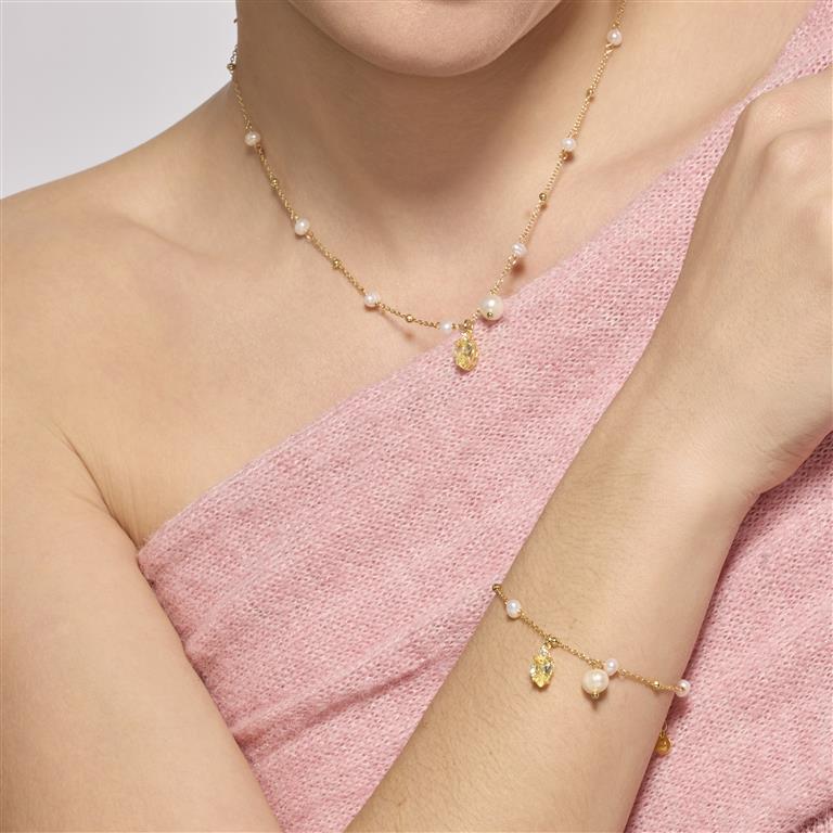 Collar plata Luxenter Lebao perlas y circonita padparacha - Imagen 3