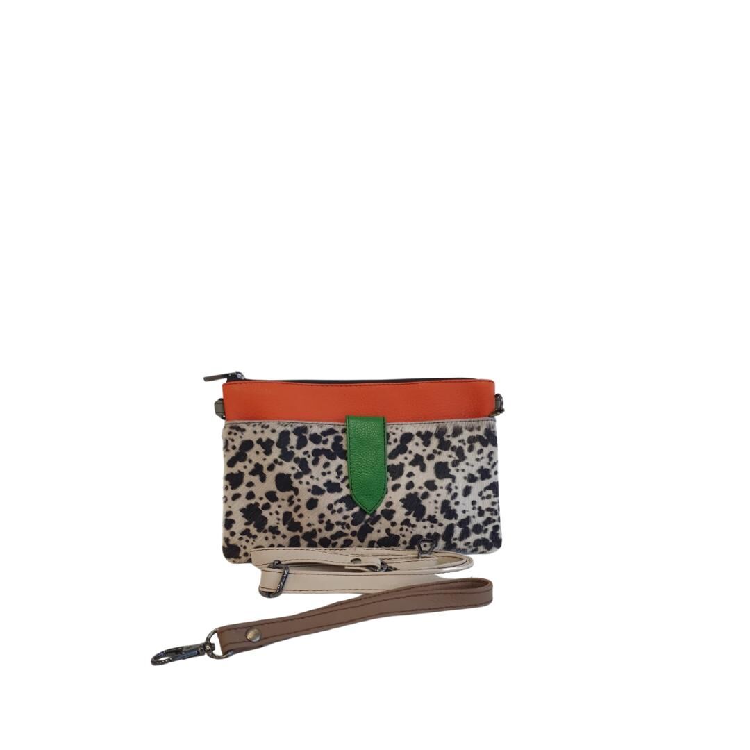 Bolso mano / Bandolera Soruka piel reciclada mod. Nikki print animal naranja - Imagen 2