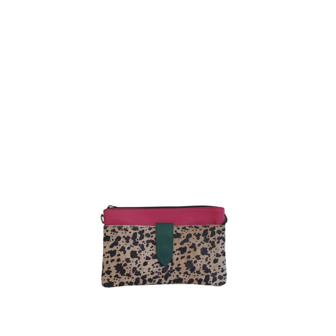 Bolso mano / Bandolera Soruka piel reciclada mod. Nikki print animal fucsia