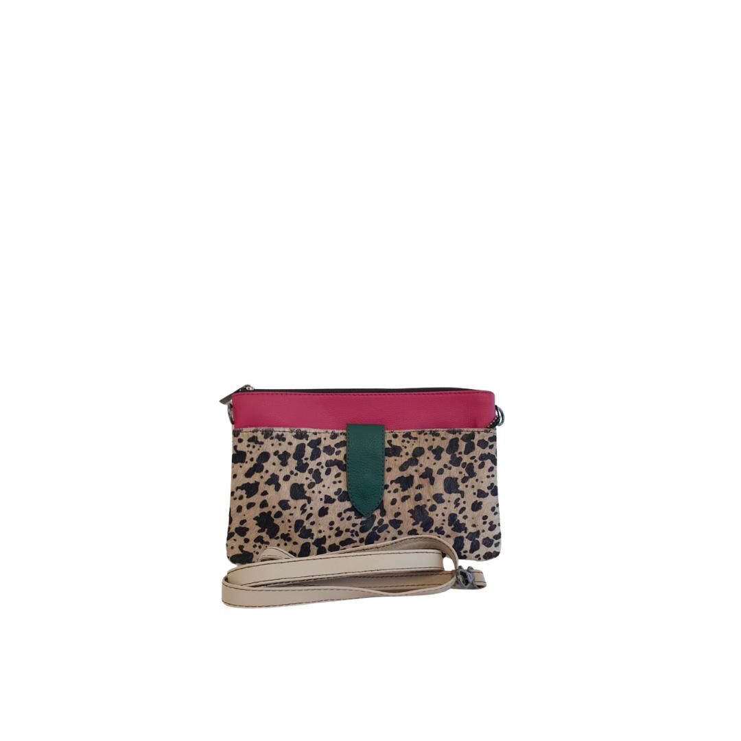 Bolso mano / Bandolera Soruka piel reciclada mod. Nikki print animal fucsia - Imagen 2