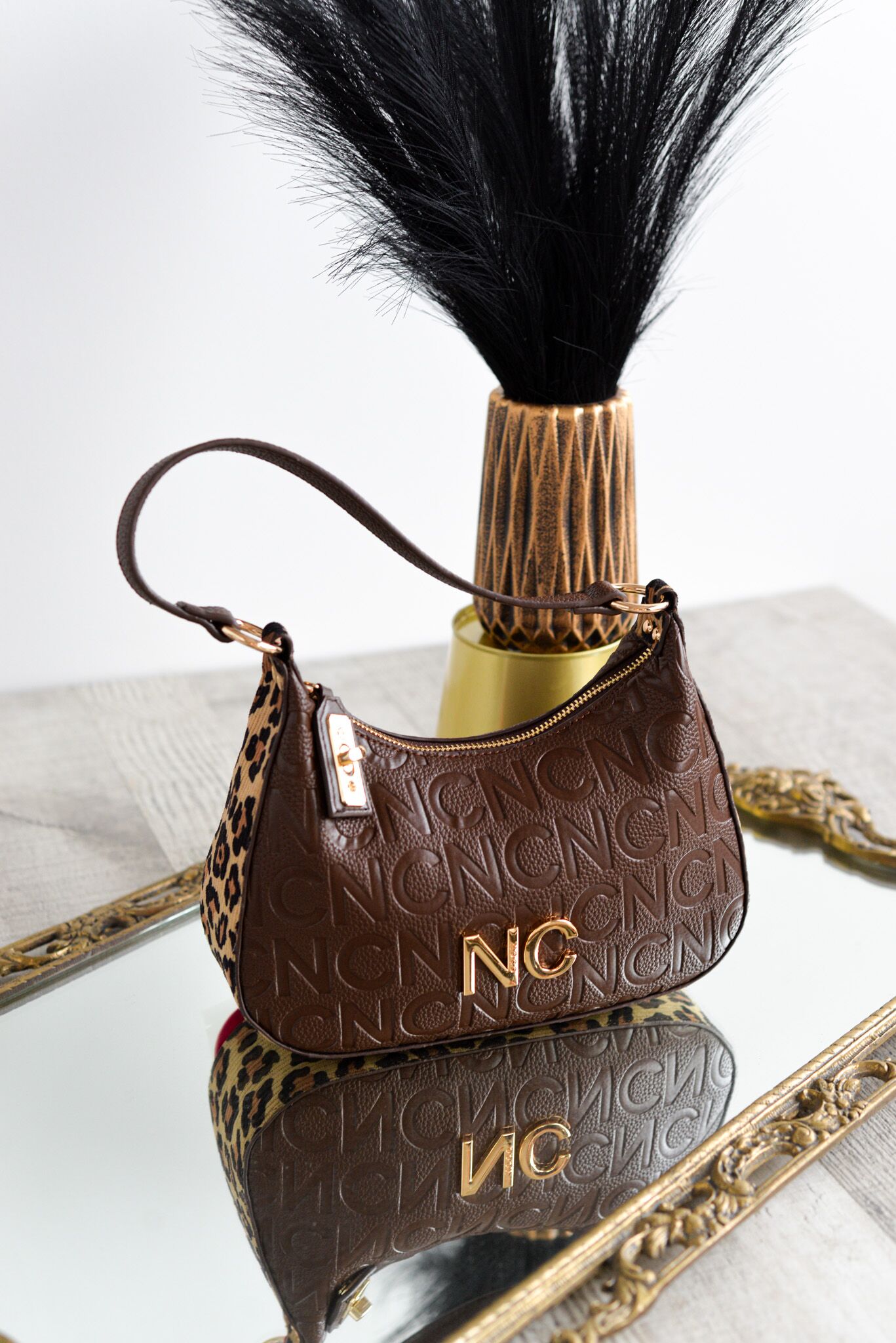 Bolso góndola Noco animal print marrón