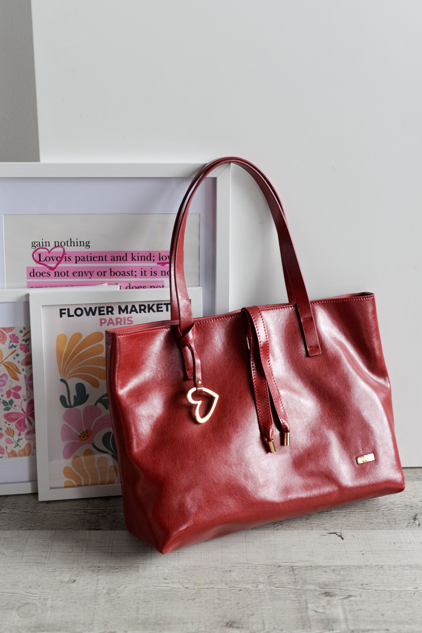 Bolso shopper Noco efecto piel granate