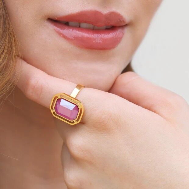 Anillo acero Anartxy Pixels Flarelle rosa - Imagen 2