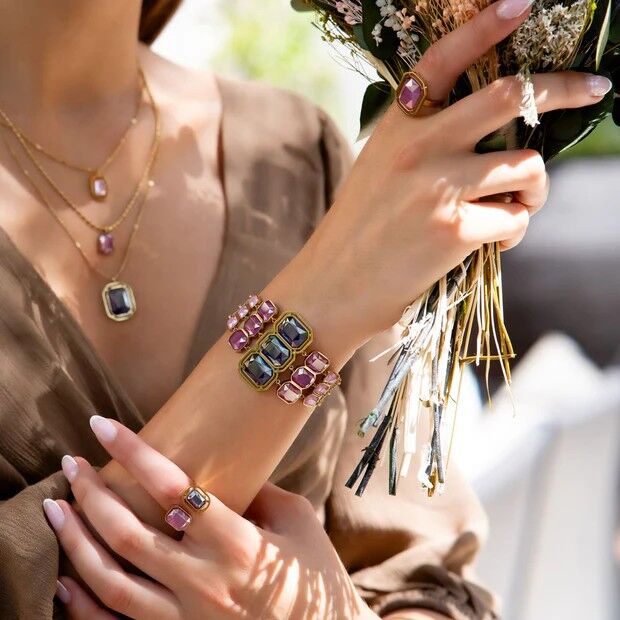 Anillo acero Anartxy Pixels Flarelle rosa - Imagen 4