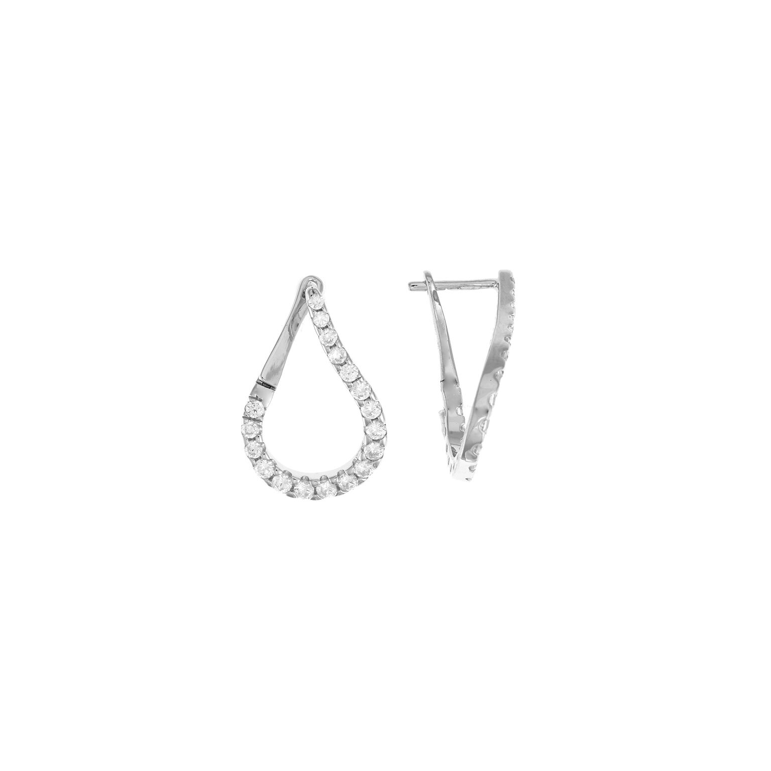 Pendientes plata Salvatore aro ovalado circonitas blancas
