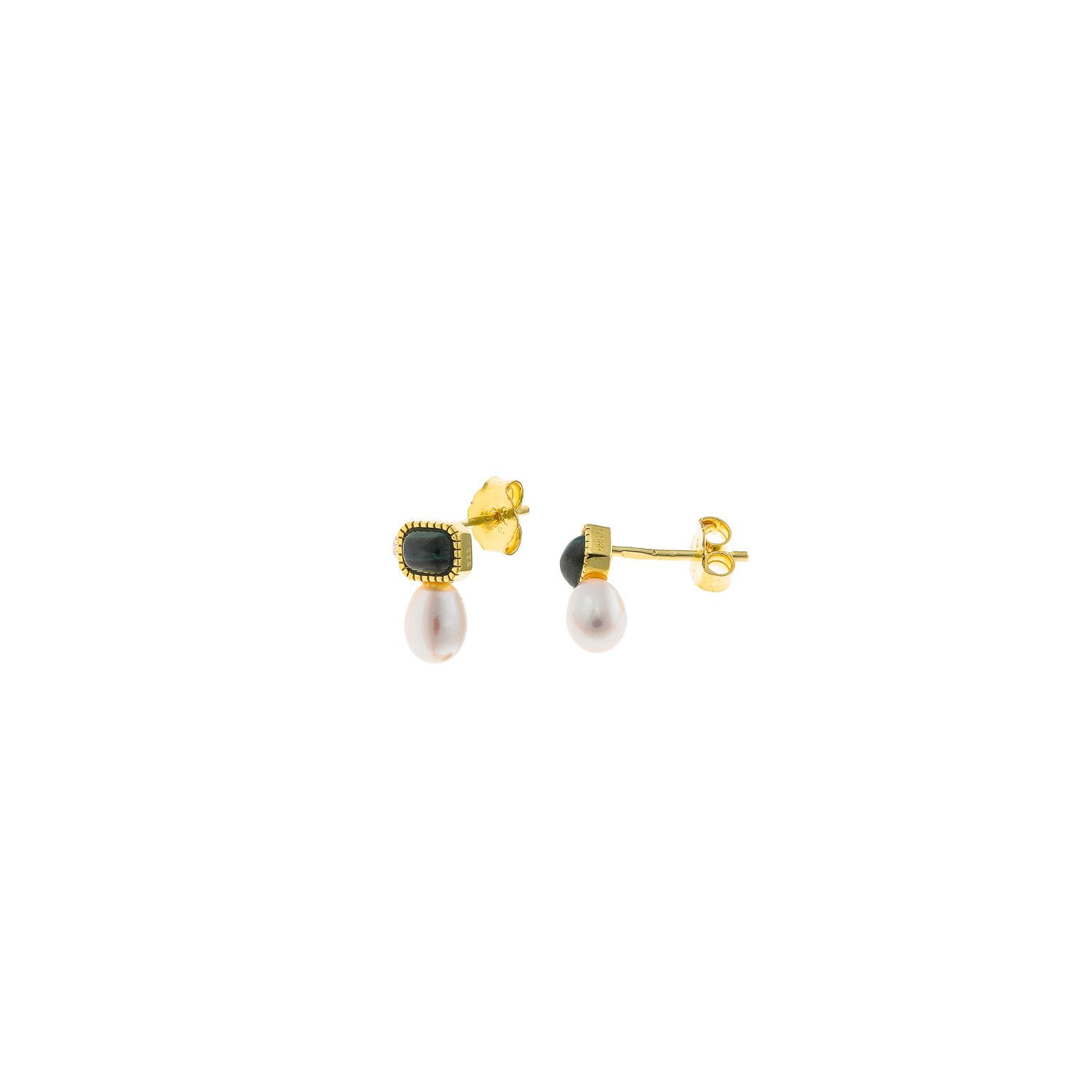 Pendientes plata Salvatore lapislazuli y perla dorados