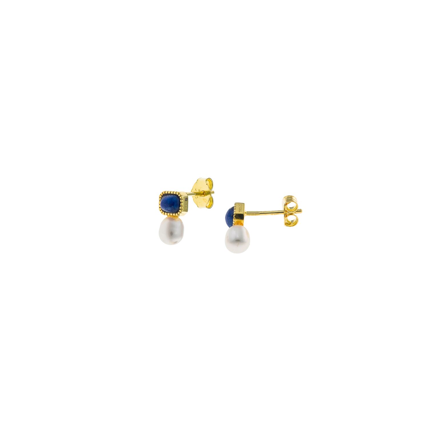 Pendientes plata Salvatore malaquita y perla dorados