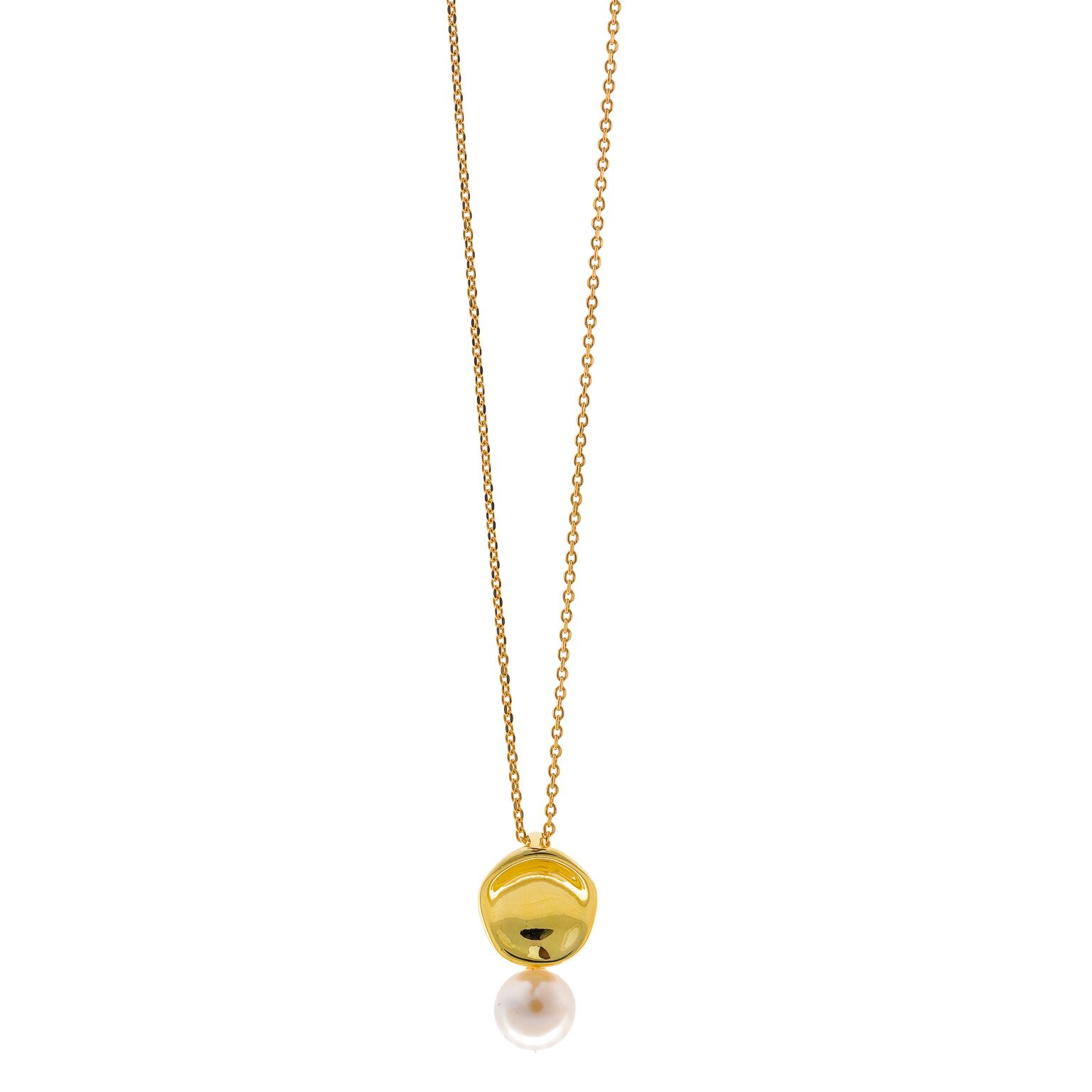 Colgante plata Salvatore ovalado con perla dorado