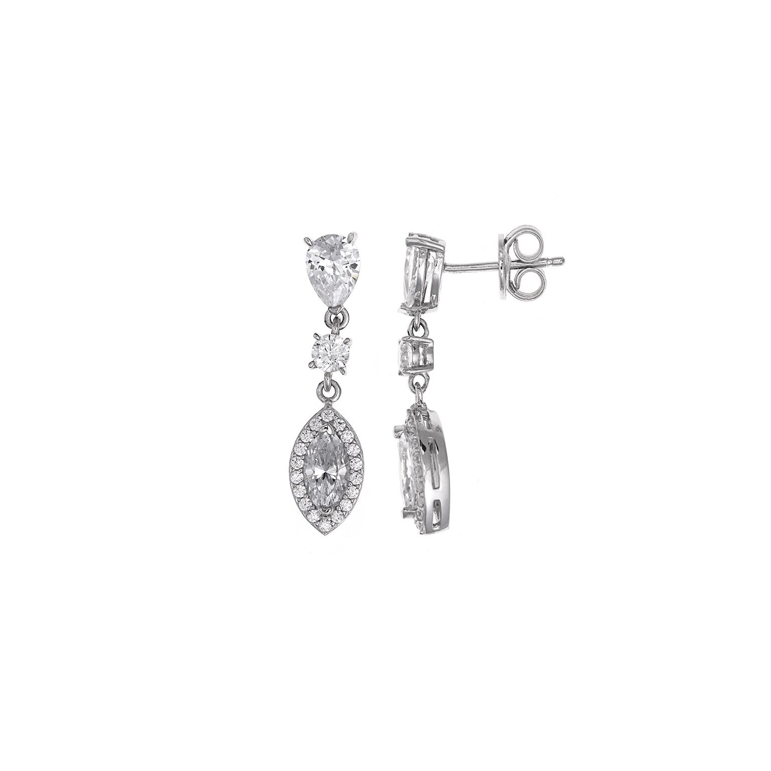 Pendientes plata largos Salvatore lágrima circonitas blancas