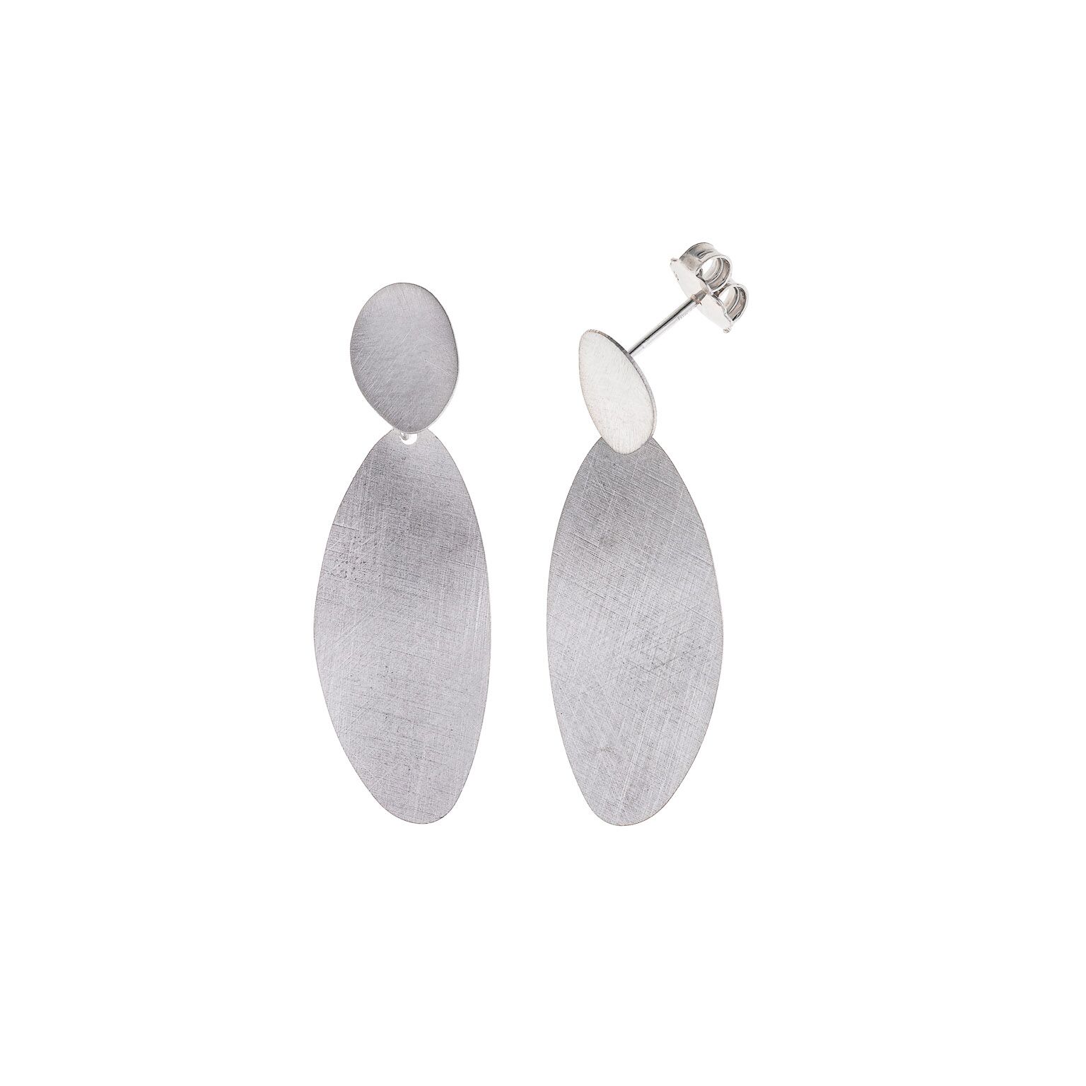Pendientes plata largos Salvatore ovalados diamantado
