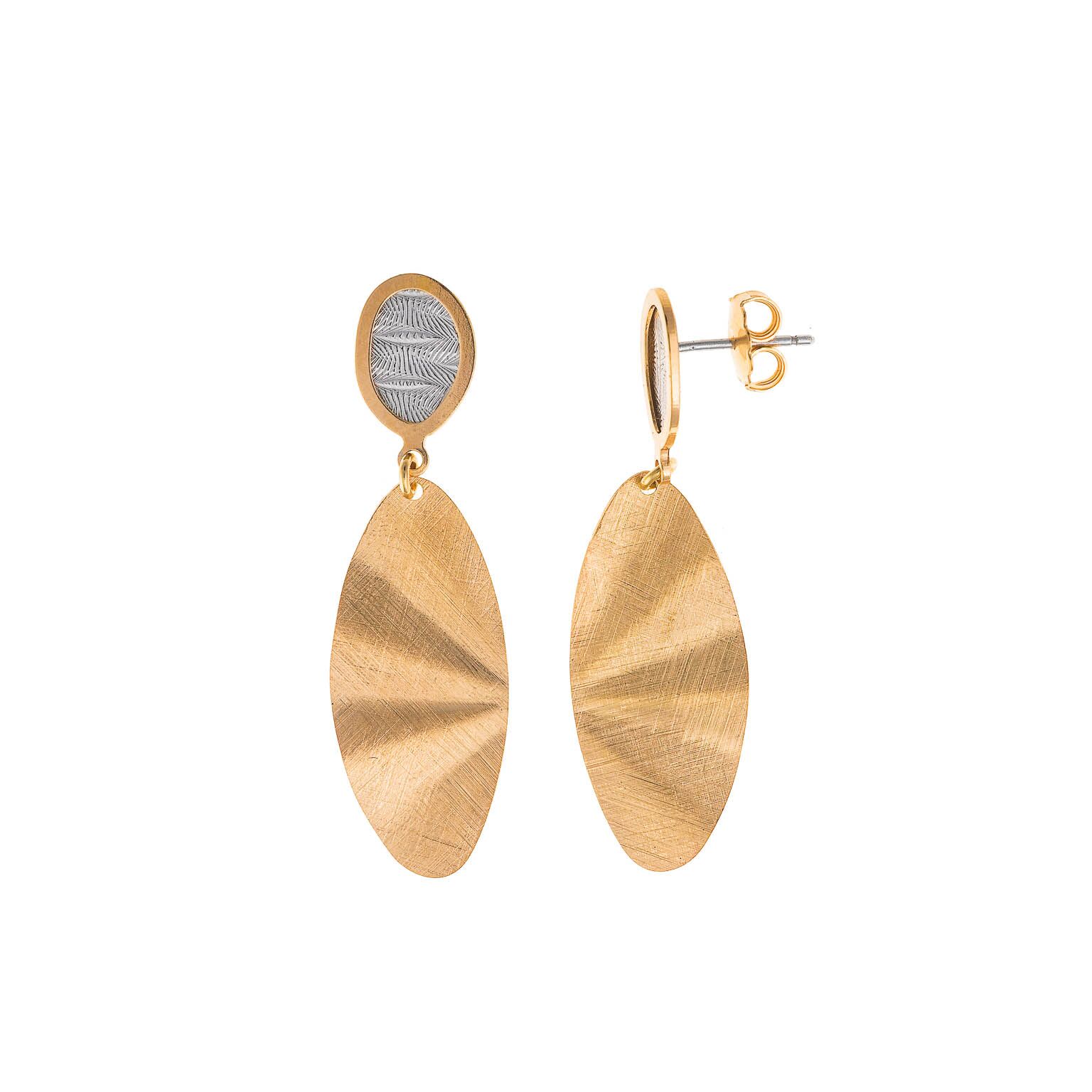 Pendientes plata largos Salvatore ovalados dorados