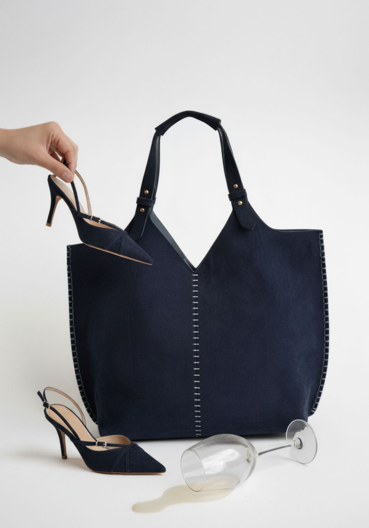 Bolso shopper Noco pespuntes azul marino