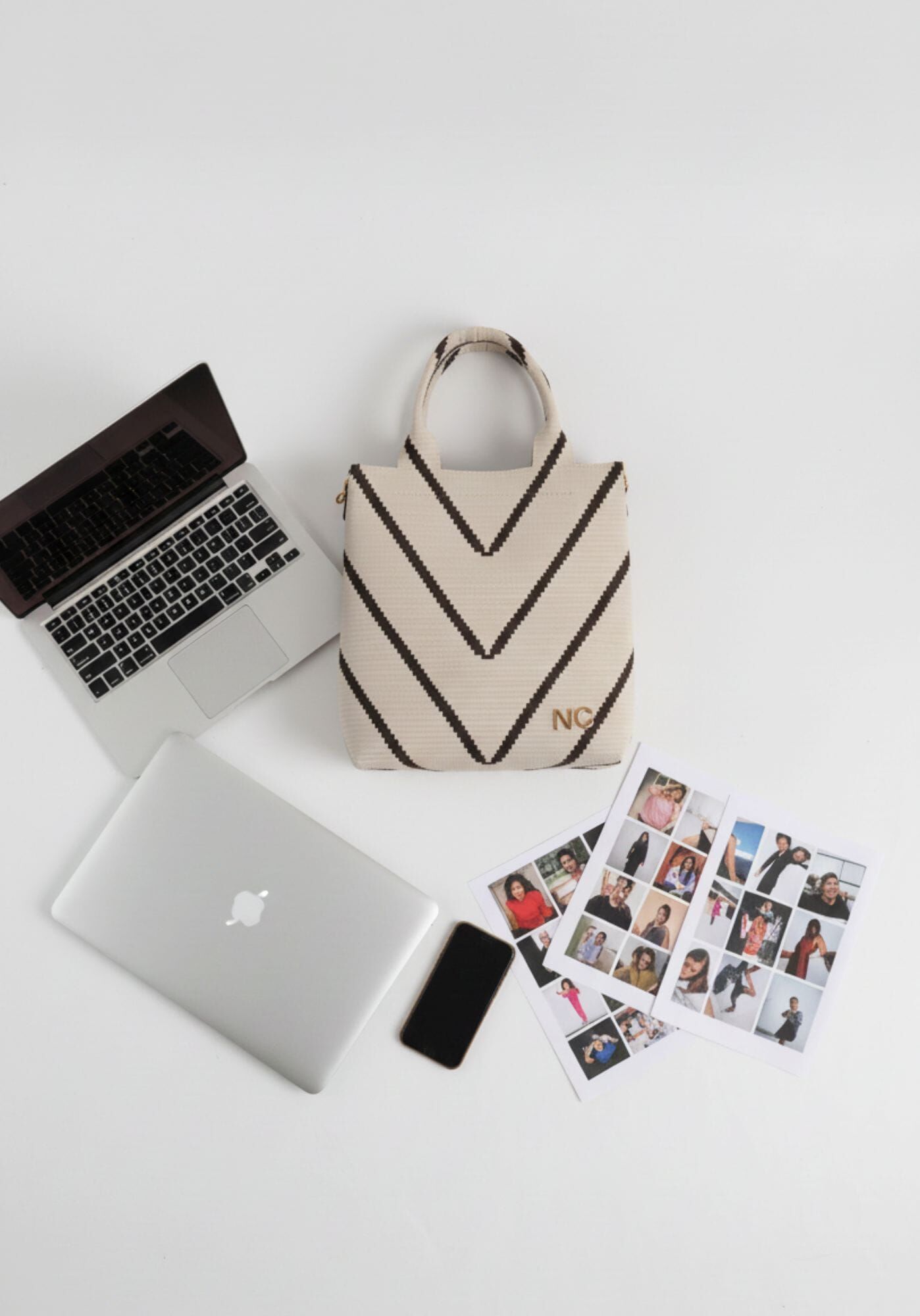 Bolso tote Noco tejido zigzag chocolate
