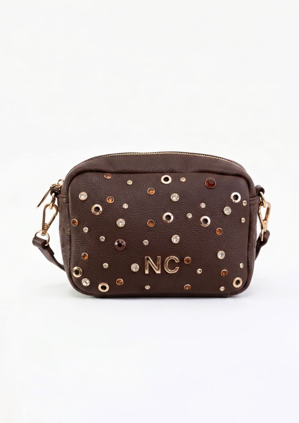 Bandolera Noco cristales chocolate